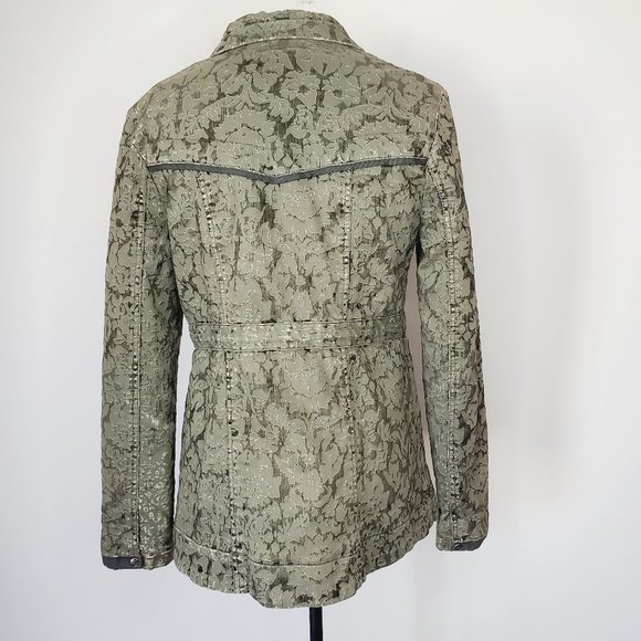 ANTHRO HEI HEI Army Green Floral Cotton Fall Boho Jacket - Picture 4 of 10